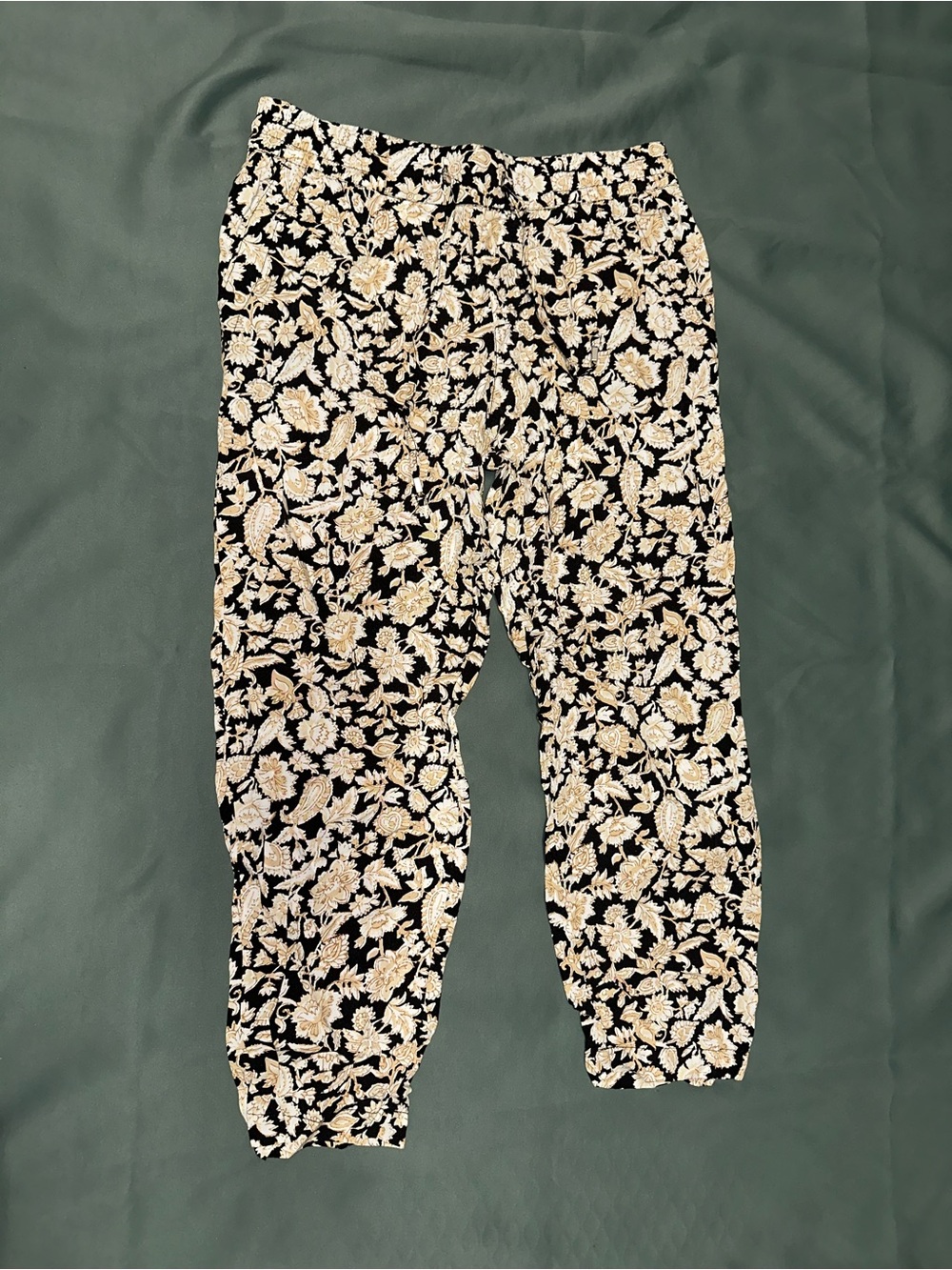 Old Navy Black and Cream Floral Joggers
